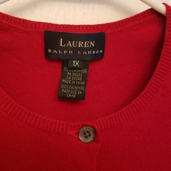 Cashmere Lauren Ralph Lauren Crimson Button-Up Cardigan - Picture 3 of 6